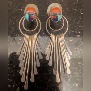 Vintage Sterling Silver And Stone Earrings